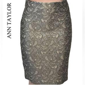 Ann Taylor Metallic Paisley Pencil Skirt Size 12